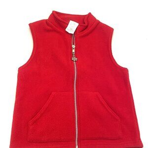 Med 5 -6 Red Polor fleece Vest Unisex Zippered front 2Sleeveles, Stand up Collar